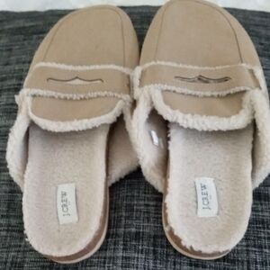 J. Crew Women's Tan Slippers with Plush Lining